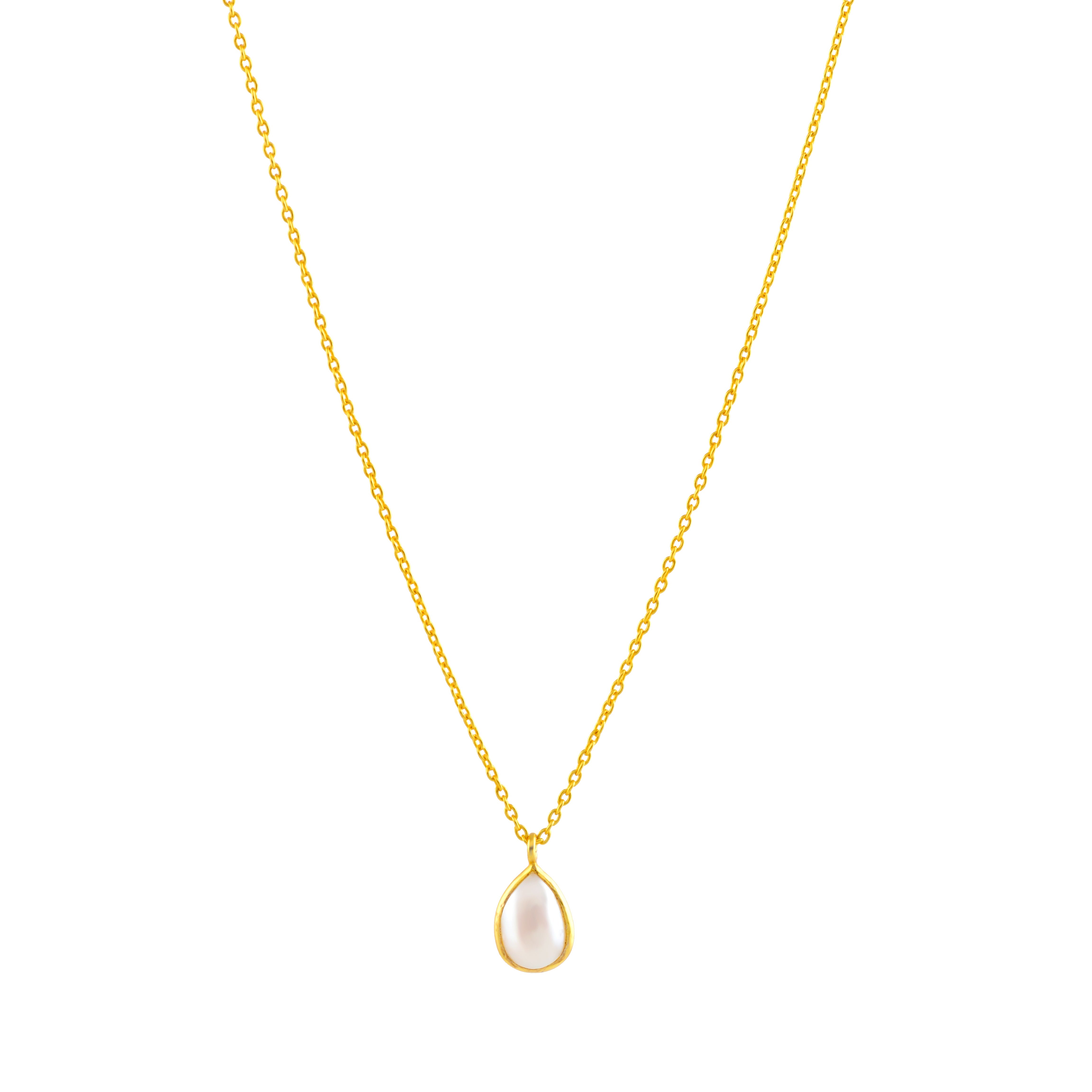 Modern Silver Fresh Water Pearl Pendant Necklace with a Gold Coating - Krishna Jewellers Pearls and Gems
